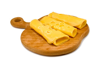 delicious cheese on a wooden board
