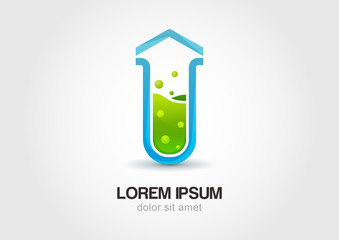 Arrow flask, lab icon. Vector logo design template