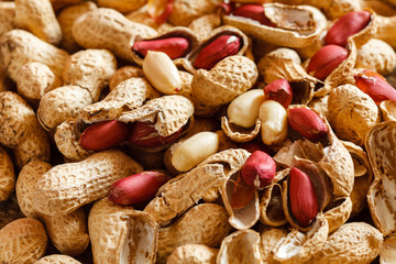 peanuts on wood background