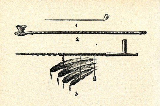 Dutch pipe(1), turkish pipe(2), calumet of indigenous americans
