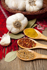 Herbal spices and garlic