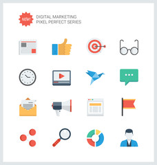 Pixel perfect digital marketing flat icons