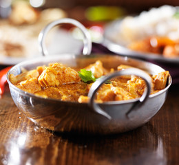indian butter chicken curry with basmati rice