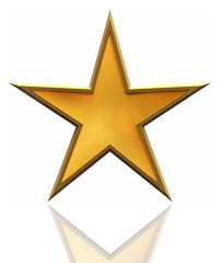 metallic gold star on a reflective floor
