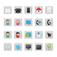 Contact And Business Icons Set - Isolated On White Background