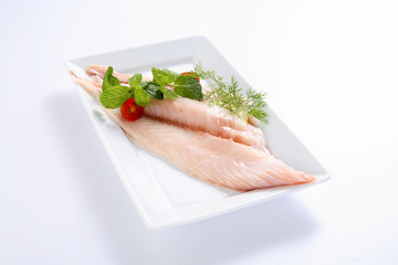 Fresh crude fish fillet