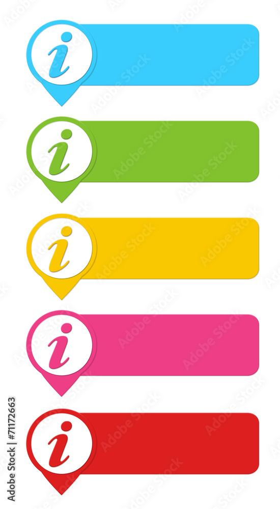 Poster colorful buttons for web page menu with information symbol