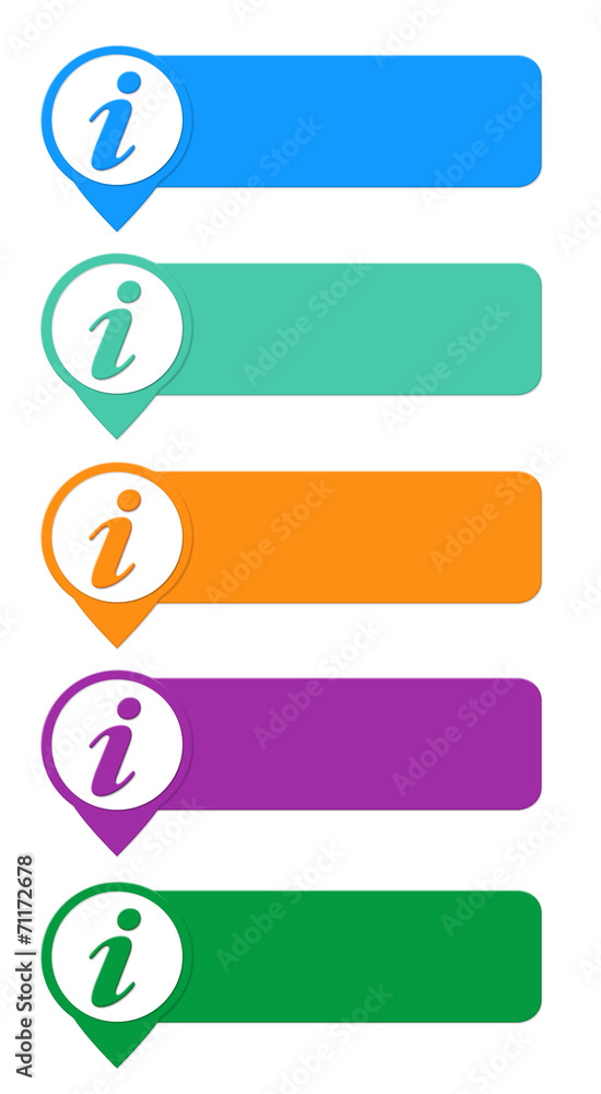 Poster colorful buttons for web page menu with information symbol
