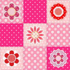 Patchwork pattern with flowers