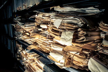 Paper documents in archive