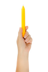 Hand holding candle