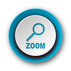 zoom blue modern web icon on white background