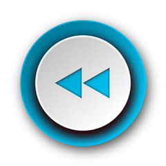 rewind blue modern web icon on white background