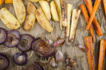 roasted vegetable on kitchen paper