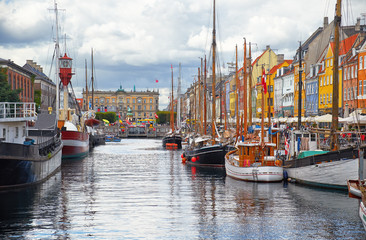 Fototapeta na wymiar The historical ships in Nyhavn, Copenhagen.