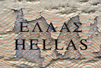 Hellas text on grunge background
