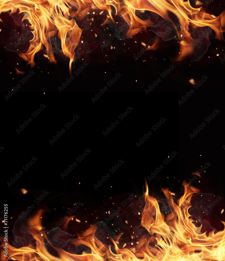 Wall mural fire frame