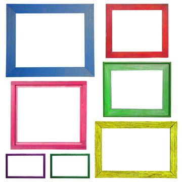 Wooden Colorful frame isolated on white background