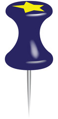 Blue office pin with a star