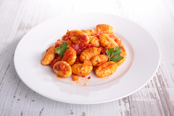 gnocchi cooked with tomato sauce