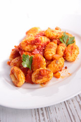 gnocchi cooked with tomato sauce