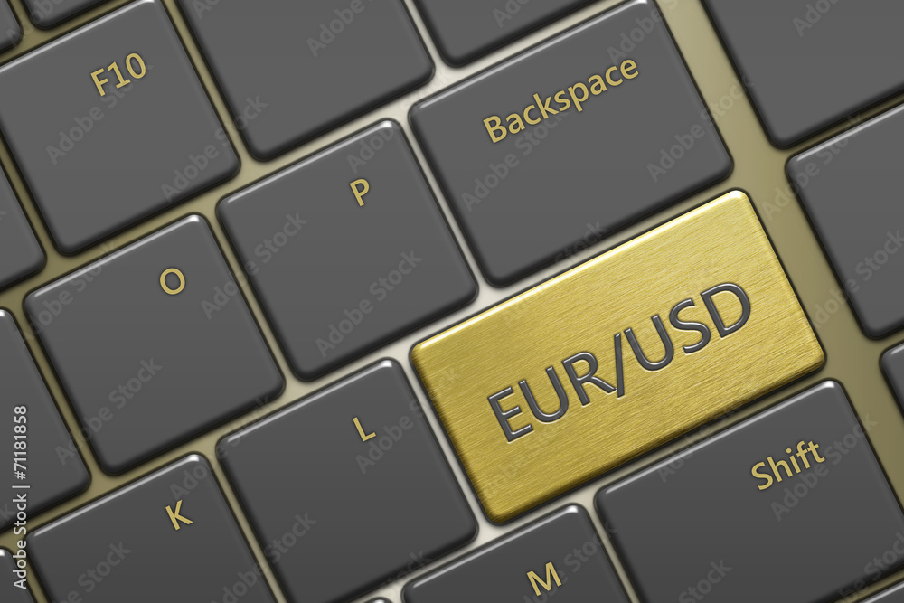 Poster computer keyboard with currency pair:eur/usd button