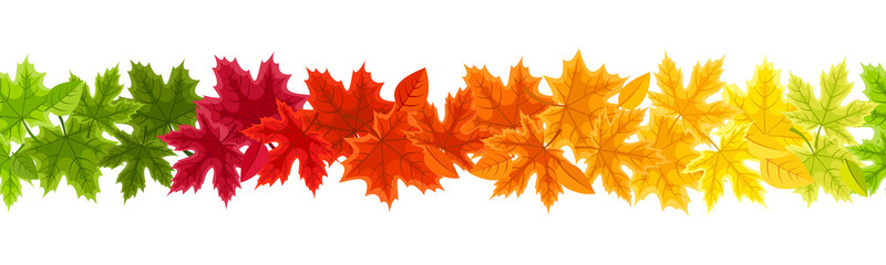 Horizontal seamless background with autumn colorful leaves.