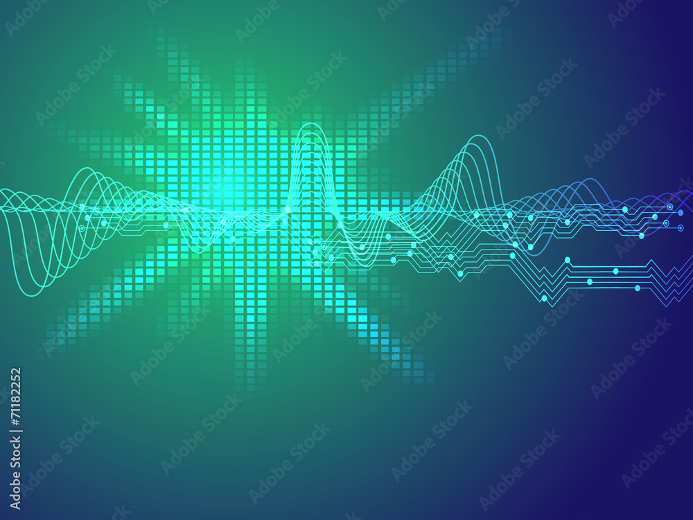 Poster circuit and sound wave pattern technology abstract vector backgr