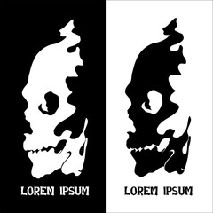 Human skull for horror or halloween design