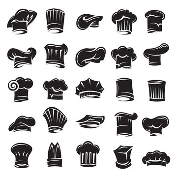 monochrome set of twenty five chef hats