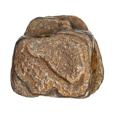Brown stone rock on white