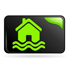 inondation de la maison sur bouton web rectangle vert