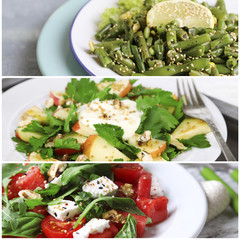 Collage of tasty salads