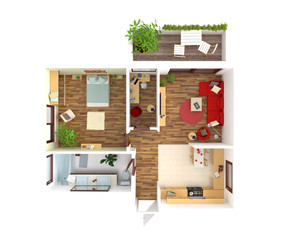 House plan top view - interior design - 71185233