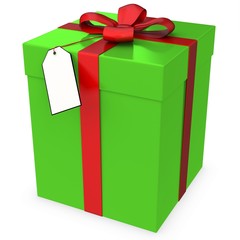 3d gift box with blank tag
