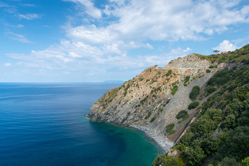 rocky coast of isle elba at wonderful dreamy summer day