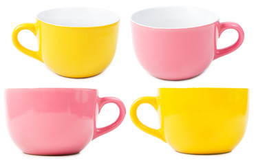 Yellow and purple cups