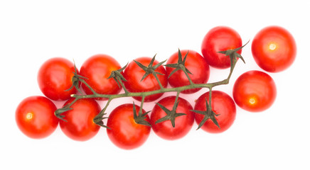 Cherry tomatoes branch isolated on white