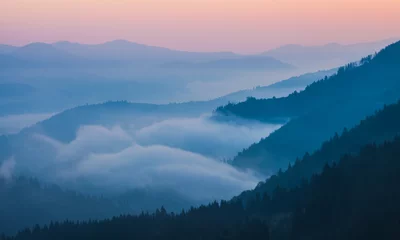 Foto op Plexiglas Majestic sunset in the mountains landscape © DmytroKos
