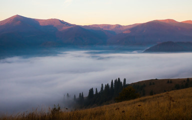 Majestic sunset in the mountains landscape