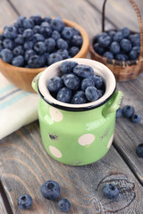 Fresh blueberries on wooden table