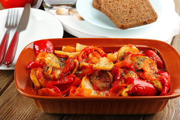 Vegetable ragout on table, close-up