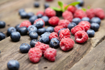 Fresh berries on a wooden table