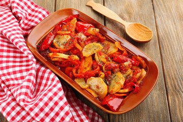 Vegetable ragout on table, close-up