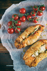 tomato and mozzarella flatbread