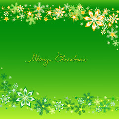 green merry christmas greeting card