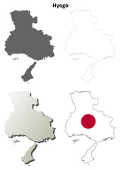 Hyogo blank outline map set