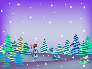 winter scene with snowman