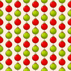Pattern with christmas balls. Vector seamless background.