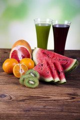 Fruits, vegetables, fruit juices, vegetable juices, healthy food